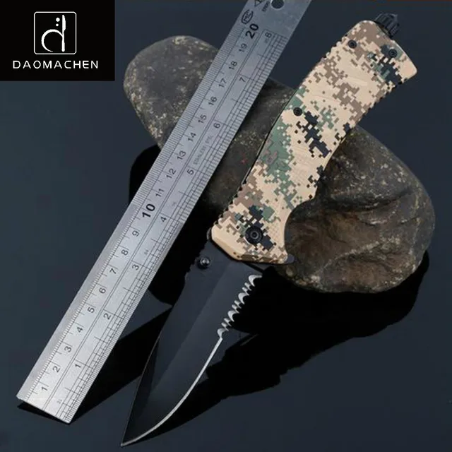 DAOMACHEN Folding Knife Half tooth Tactical Knife Camping Survival ...