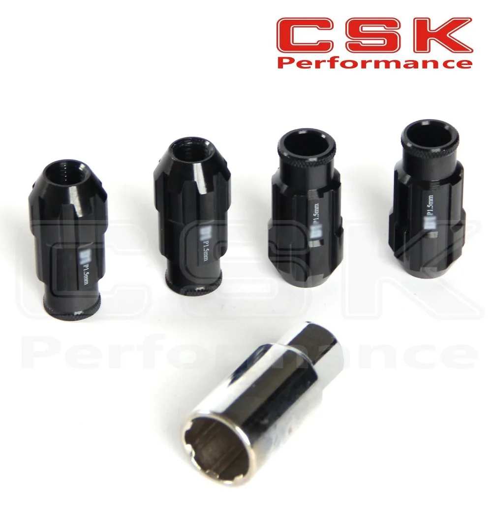 RACING ALUMINUM LOCK LOCKING LUG NUTS 4 PIECES w/KEY 12x1.5 SPEC Black