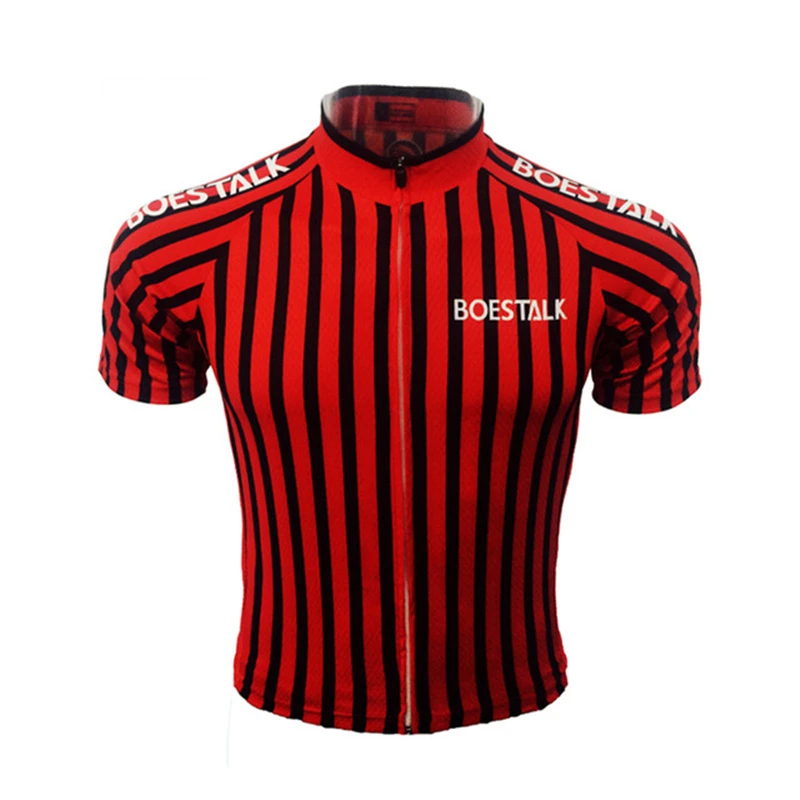 2018 Red black stripe Individuality racing Cycling Bicycle Jersey Men
