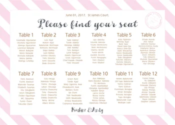 

The unique printable wedding seating plan digital file provided only can be birthday or christams party stripe
