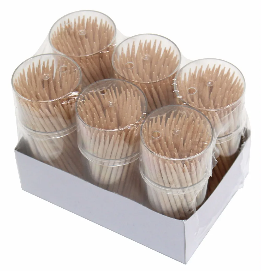 100 Natural Wooden Toothpicks,6 Packs of 100 Pcs = 600pcs,2.56"length