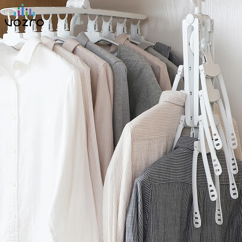 Beste VOZRO Magic Telescopische Kleerhanger Multifunctionele Hangers Kind Drogen Kledingrek Plastic Hanger Vouwen Kleren Rack