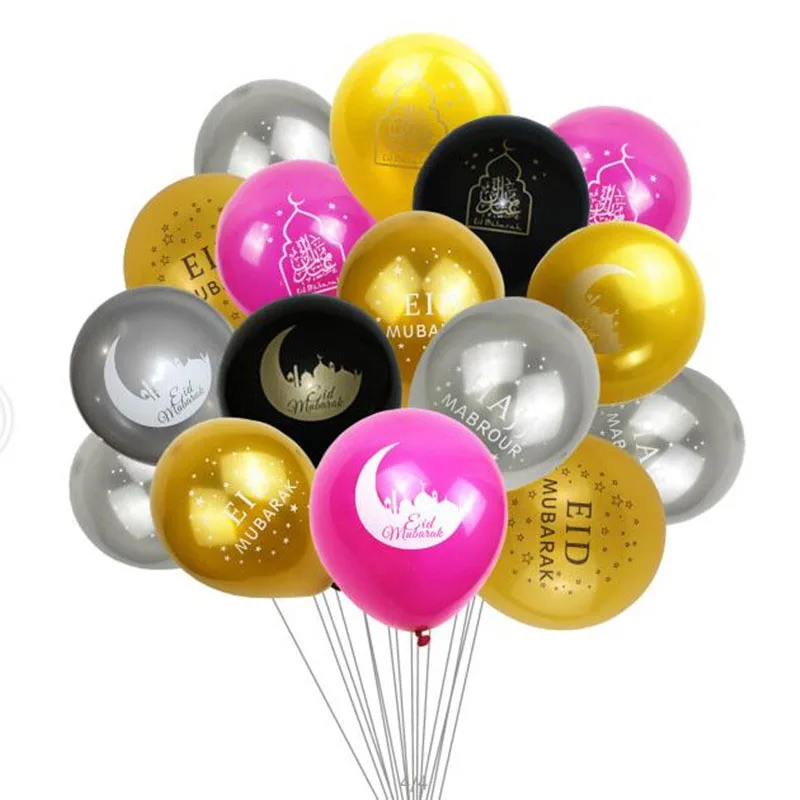 

12pcs/lot happy eid Mubarak latex balloons Muslim Eid Al-Fitr hajj party decoration supplies globos Islamic Ramadan decor baloon