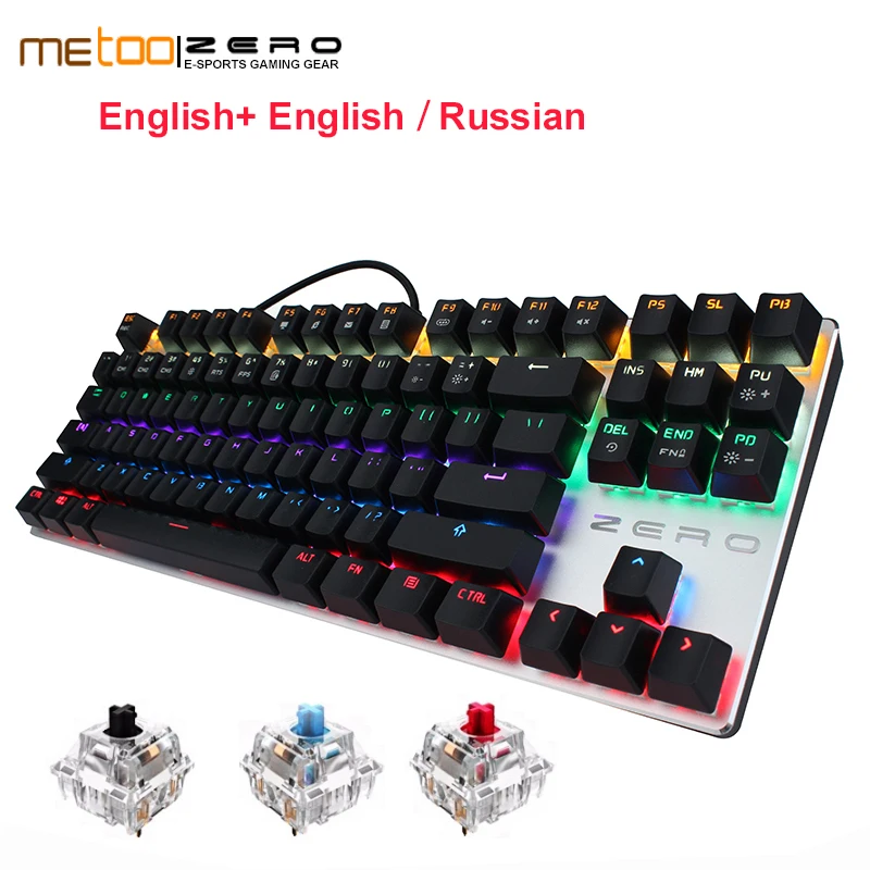 

2018 Me too Gaming Keyboard 87/104 keys Blue/Black/Red Switch Mechanical Keyboard Wired USB Keyboards LED Backlit free shipping