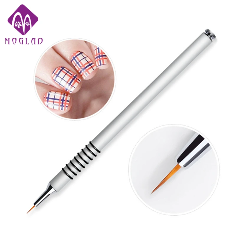 

1 Pcs Professional 7mm Nail Liner Brush Silver Handle Drawing Painting Pen For DIY UV Gel Polish Manicure Brushes Nail Art Tools