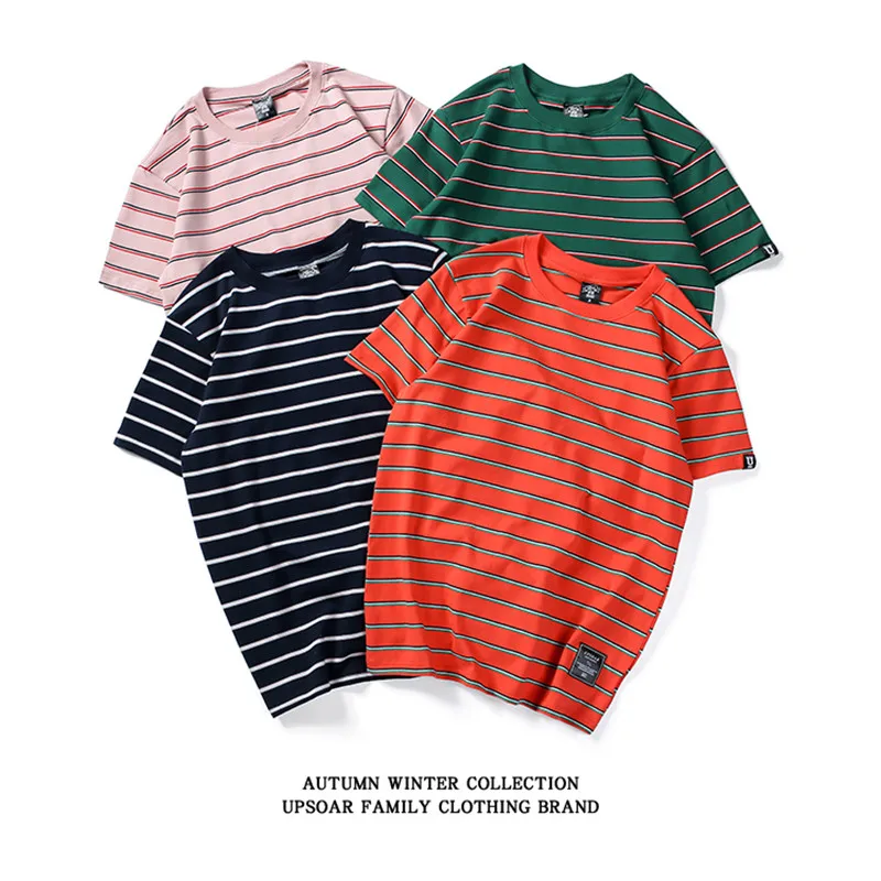 

Summer New Hip Hop T-shirt Men Stripe Solid Cotton Short sleeves Fashion Tee Shirt Brand Clothing Free Shipping Plus Size S-XXL