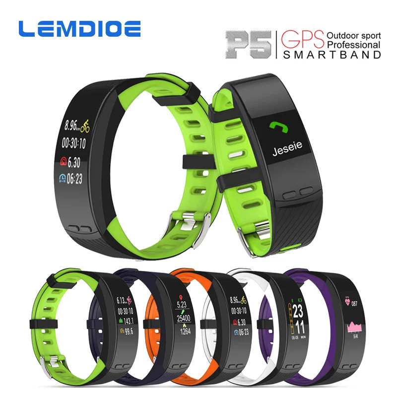 

LEMDIOE P5 GPS Sports Smart Band Heart Rate Smart Wristband Temperature Altitude theromometer Fitness Tracker Smart Bracelet