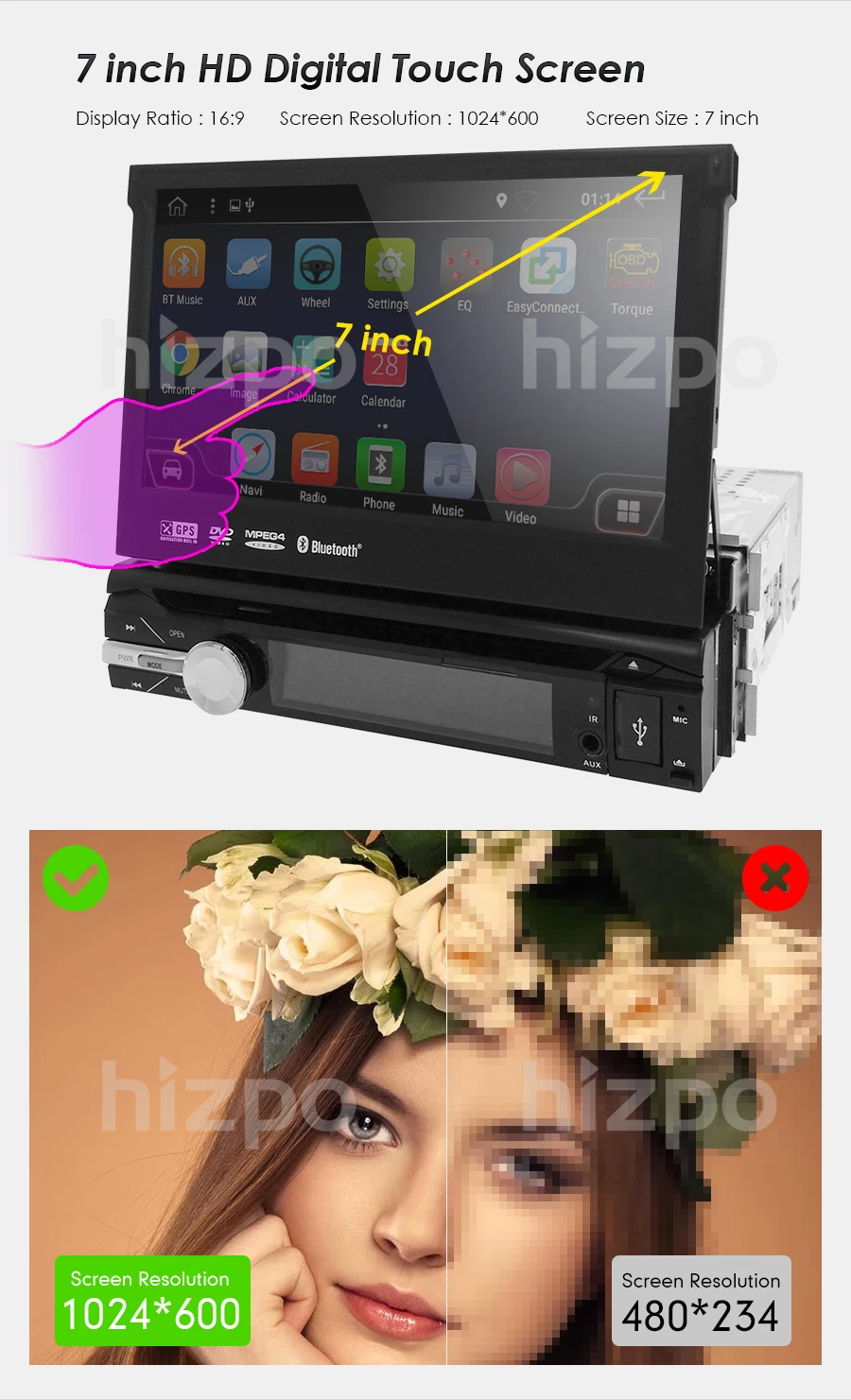 Flash Deal 7" Universal 1din AutoRadio Android 9.0 Car DVD Multimedia player for BMW GPS Navigation Wifi BT Head unit Stereo 4G SWC OBD CD 7