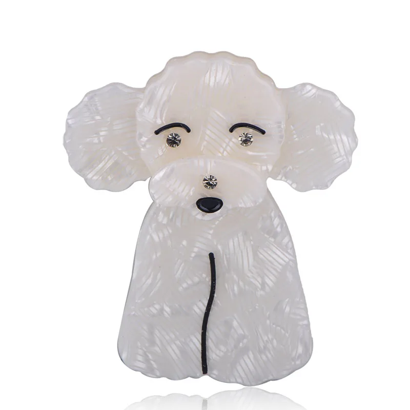FUNMOR милые плюшевые собаки в форме броши Ручной Работы Акрил животное брошь корсаж для женщин детская сумка на подарок одежда орнамент булавки Joias - Окраска металла: White