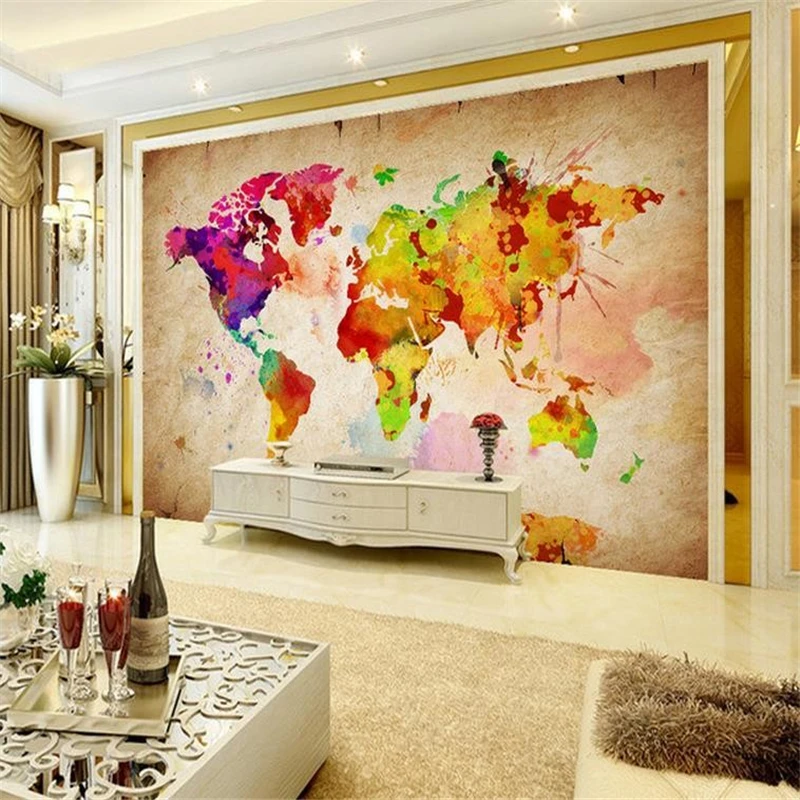 

beibehang 3D wall paper custom mural non-woven wallpaper Hd creative world map background wall papel de parede