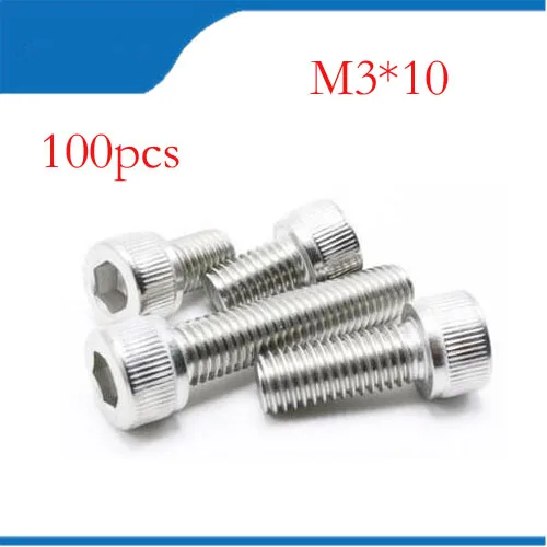 M3 screws m3 bolt 100pcs/Lot Metric Thread DIN912 M3x10 mm M3*10 mm 304 Stainless Steel Hex Socket Head Cap Screw Bolts M3 screws m3 bolt 100pcs/Lot Metric Thread DIN912 M3x10 mm M3*10 mm 304 Stainless Steel Hex Socket Head Cap Screw Bolts