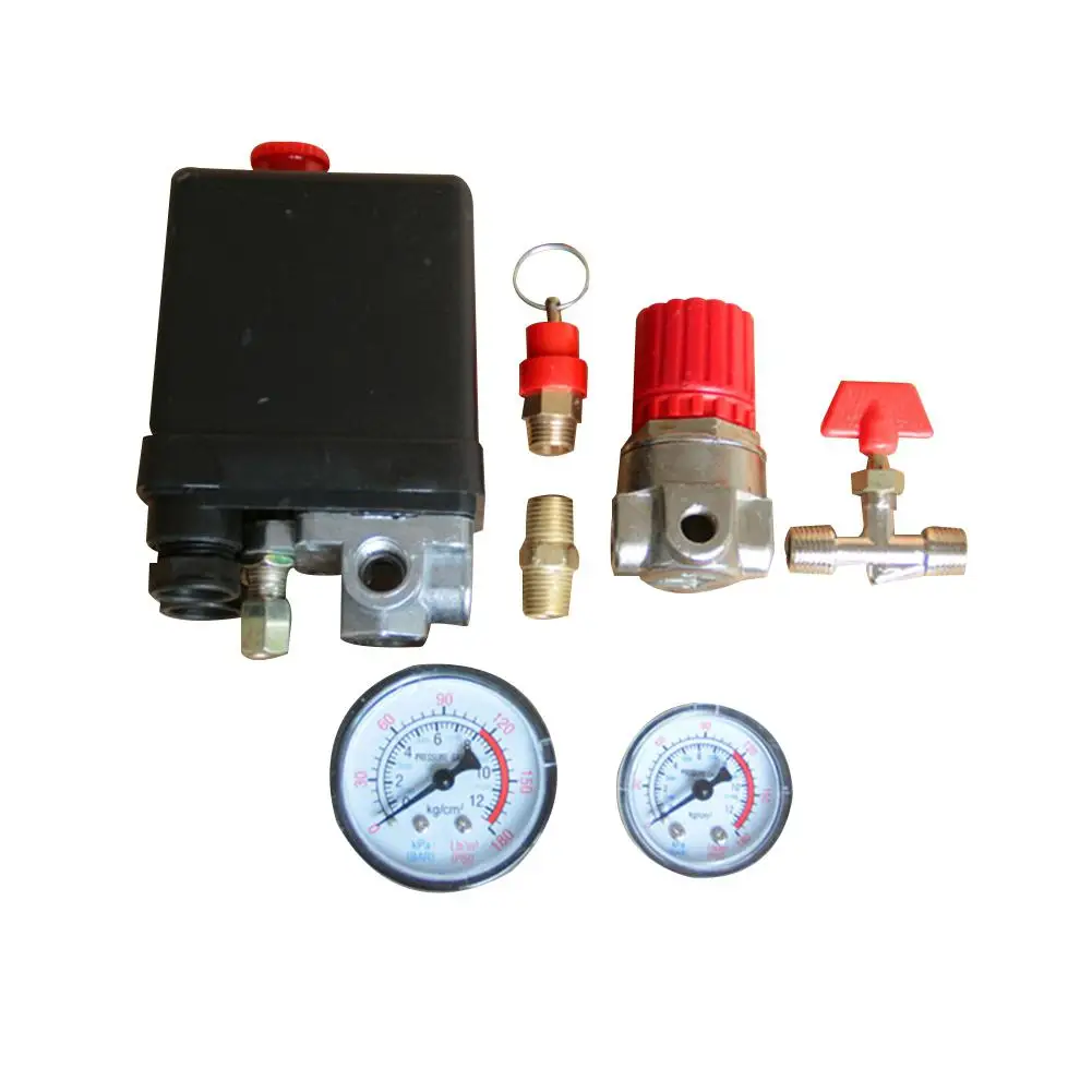 Adjustable 220V 16A Air Compressor Pressure Switch Control Air Regulator Valve Compressor with Gauge