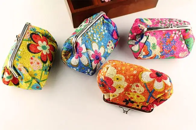 Брендовый модный и высококачественный Женский Ретро винтажный легкий маленький кошелек с цветочным принтом, сумочка-клатч A1500