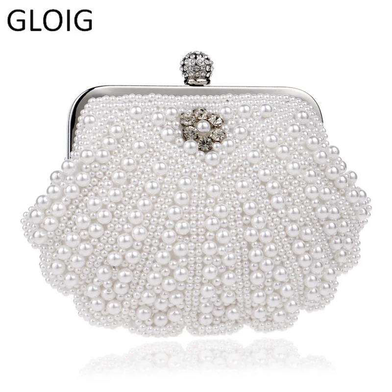 GLOIG Чехол женский вечерний клатч с бисером жемчужный имитация бриллиантов маленькие клатчи на день для вечерние свадебные сумочки