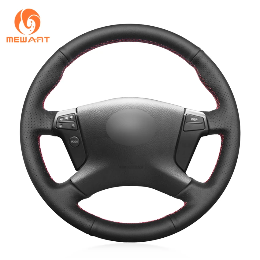 MEWANT Black Genuine Leather Comfortable Soft Durable Hand Sew Wrap Car Steering Wheel Cover for Toyota Avensis 2003 2004-2008 | Автомобили