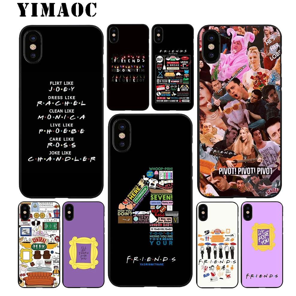 YIMAOC Friends TV Show Soft TPU Black Silicone Case for iPhone X or 10 8 7 6 6S Plus 5 5S SE Xr Xs Max |