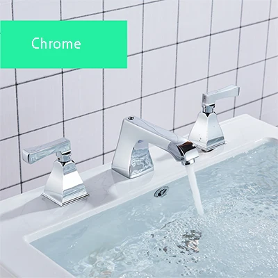 Современный кран с двойной ручкой для раковины для холодной и горячей воды, кран для раковины для ванной комнаты, 3 отверстия для установки, смеситель для ванной комнаты - Цвет: Chrome