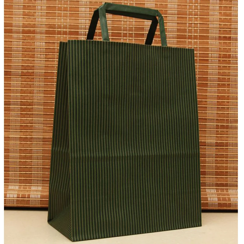 High Quantity Dark Green Stripe Festival Shopping Bags
