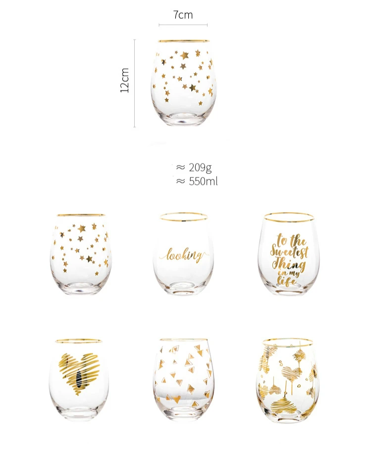 Хрустальный большой живот яйцо свадебный бокал следа золотые буквы бокалы для виски пивной, коктейльный бокалы для бренди Bicchieri Vetro