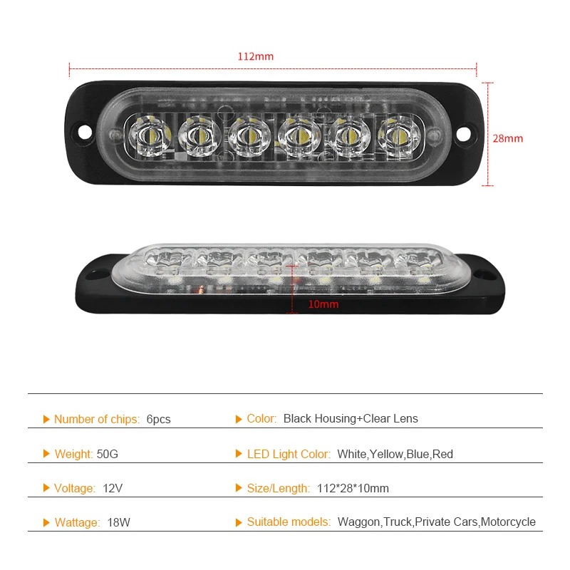 6 светодиодный свет для автомобиля автомобильные сигнальные фонари автомобиль внедорожник автомобиль яхты Мотоцикл Грузовик Свет 12 V Универсальный водонепроницаемый ультра-тонкий