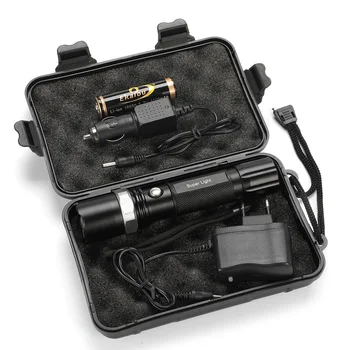 

LED Flashlight 10W 500 Lumens Q5 LED Zoomable Rechargeable Flashlights 18650 Flashlight Torch with Charger and Battery