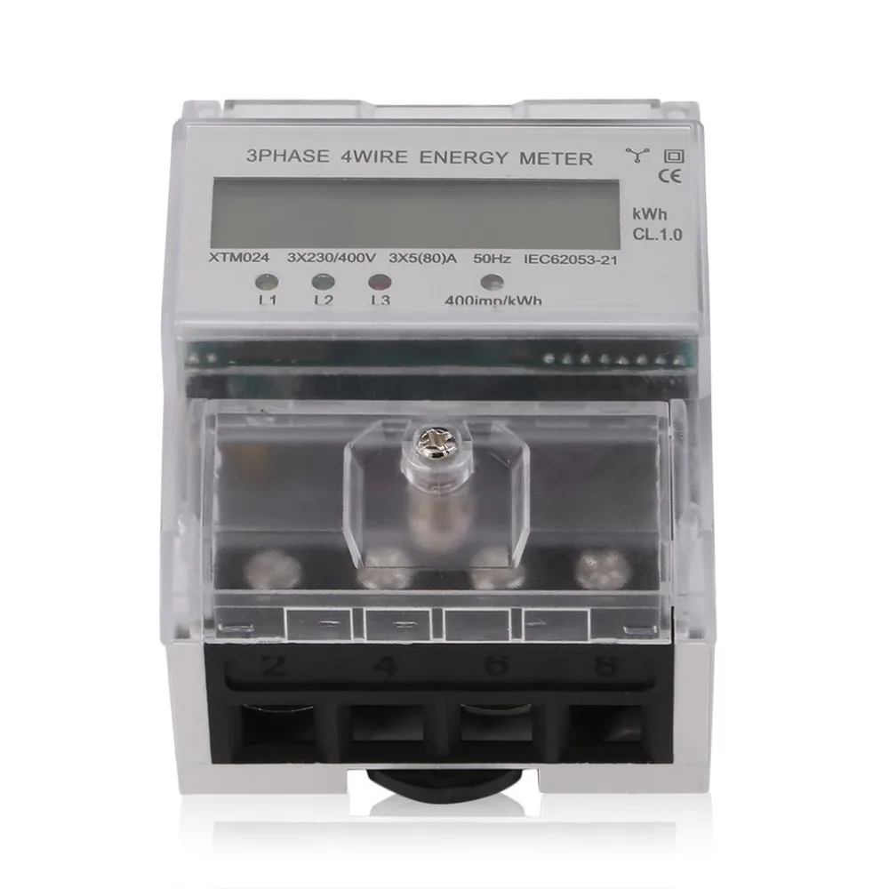 

XTM024 3X5 (80)A 3x230/400V Three-Phase Four Wire digital Energy Meter with LCD Display Rail Electricity Power Accurate