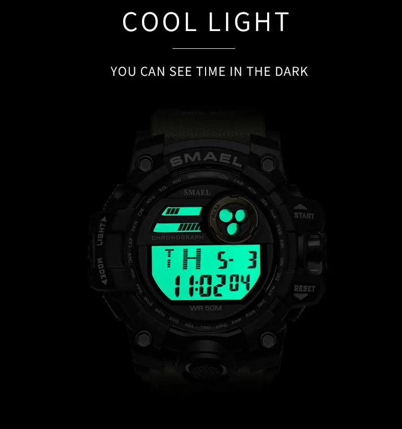 Мужские часы спортивные военные SMAEL S Shock Relojes Hombre повседневные светодиодный цифровые наручные часы водонепроницаемые 1545D спортивные часы с будильником