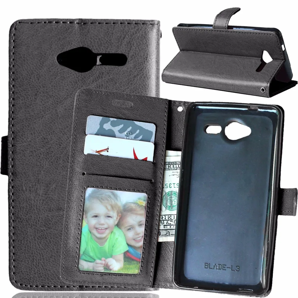 

Original Phone Case for ZTE Blade L3 Luxury Wallet Leather Cover for ZTE Blade L 3 Flip Case with Card Holder Stand Back Covers