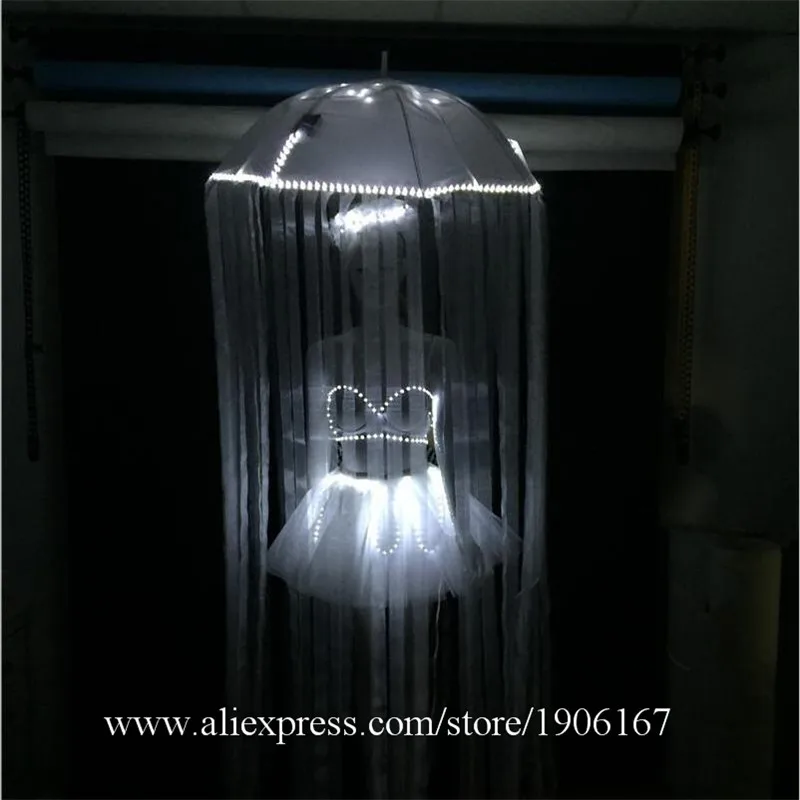 Nightclub Bar GOGO Combination LED Light Bikini Dance Team Guest Jellyfish Umbrella Party Sexy Illuminated Costumes01