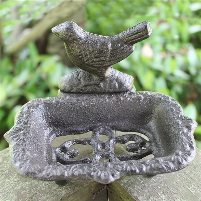 2 Cast Iron Bird Soap Box Holder Dish Rustic Painting Design Kitchen Toilet Decor Metal Art for Home Office Shop Store | Дом и сад