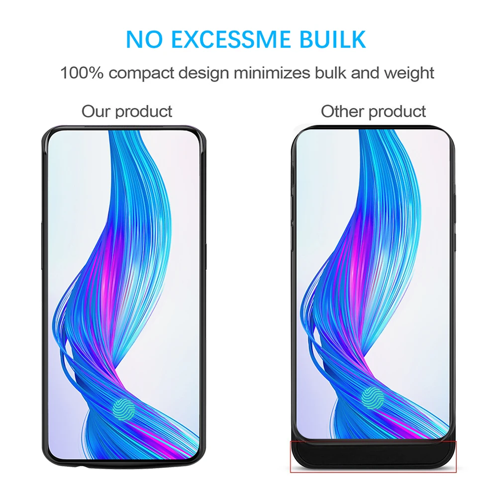 Чехол для аккумулятора Oppo Realme X 6500Ah Расширенный резервный внешний аккумулятор Защитный чехол для зарядки для Oppo Realme X чехол для аккумулятора