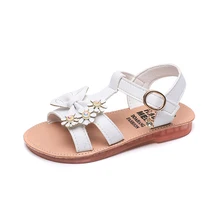 Girls sandals Princess shoes Kids Beach shoes Open-toe Sandals Children With Bowtie Non-slip Soft 2019 Summer Shoes Size 21-30