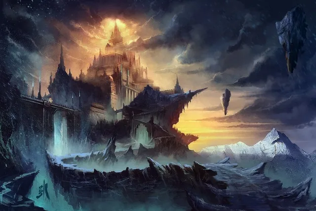 diy frame art paintings architecture castles surreal waterrfalls magical paintings