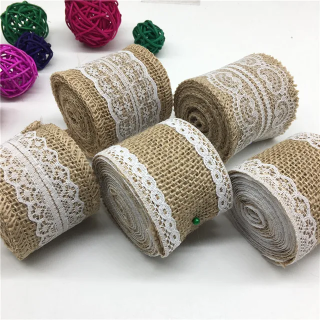 2M/ Burlap Roll Lace Lace DIY Handmade Wedding Christmas Gift Bottle