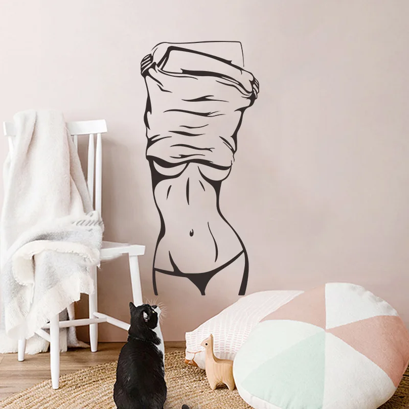Sexy Girl Wall Stickers Creative Pattern Living Room Bedroom Decoration Art Decals Self-adhesive Mural Home Decor Fitness Poster - 5