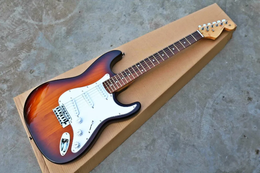 

High Quality GYST-1020 3TS color with pearl white plate solid Fortune paulownia wood body Electric Guitar, Free shipping