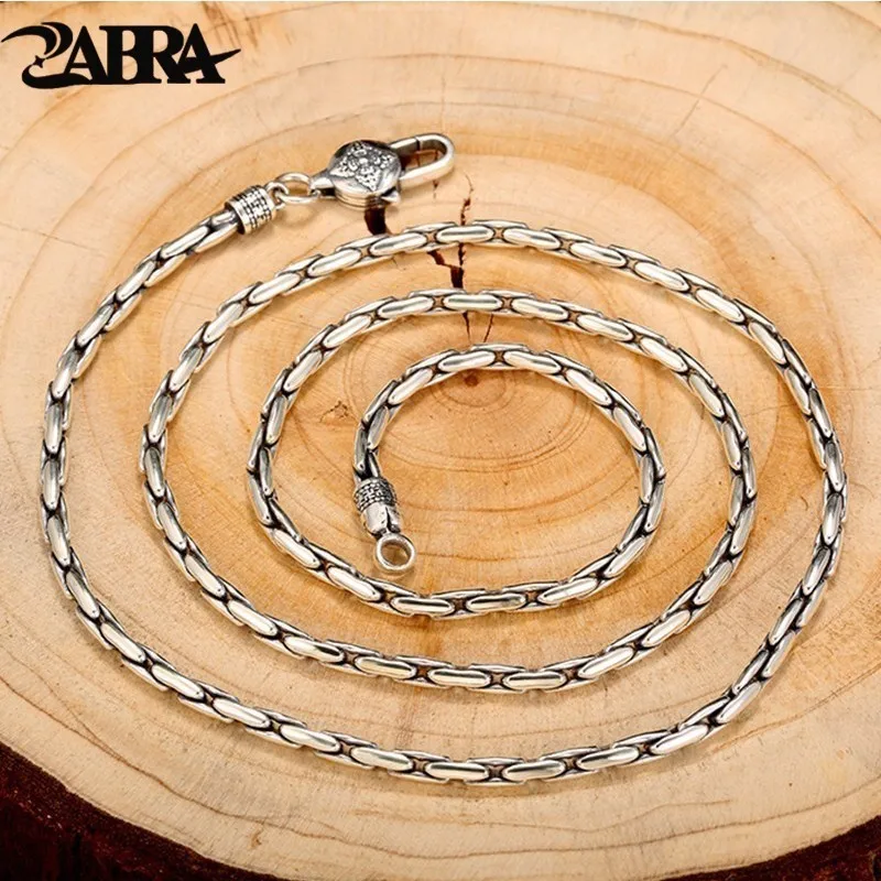 ZABRA Vintage Solid 925 Sterling Silver High Polished Long Link Chain