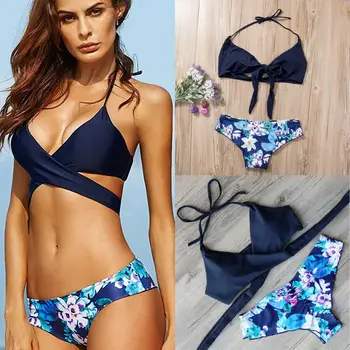 

2019 New Women Summer Swimwear Bikini Set Push-up Padded Bra Bathing Suit Swimsuit High Waist Biquini Beachwear