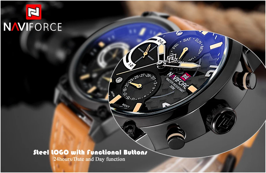 NAVIFORCE Роскошные брендовые кожаные аналоговые кварцевые часы для мужчин Дата Неделя Модные Военные Наручные часы мужские часы Relogio Masculino