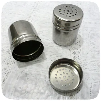 

DoreenBeads Stainless Steel Salt Sugar Pepper Shaker Box Cocoa Icing Powder Containers Home BBQ Baking Picnic Use 7*5 cm 1 PC