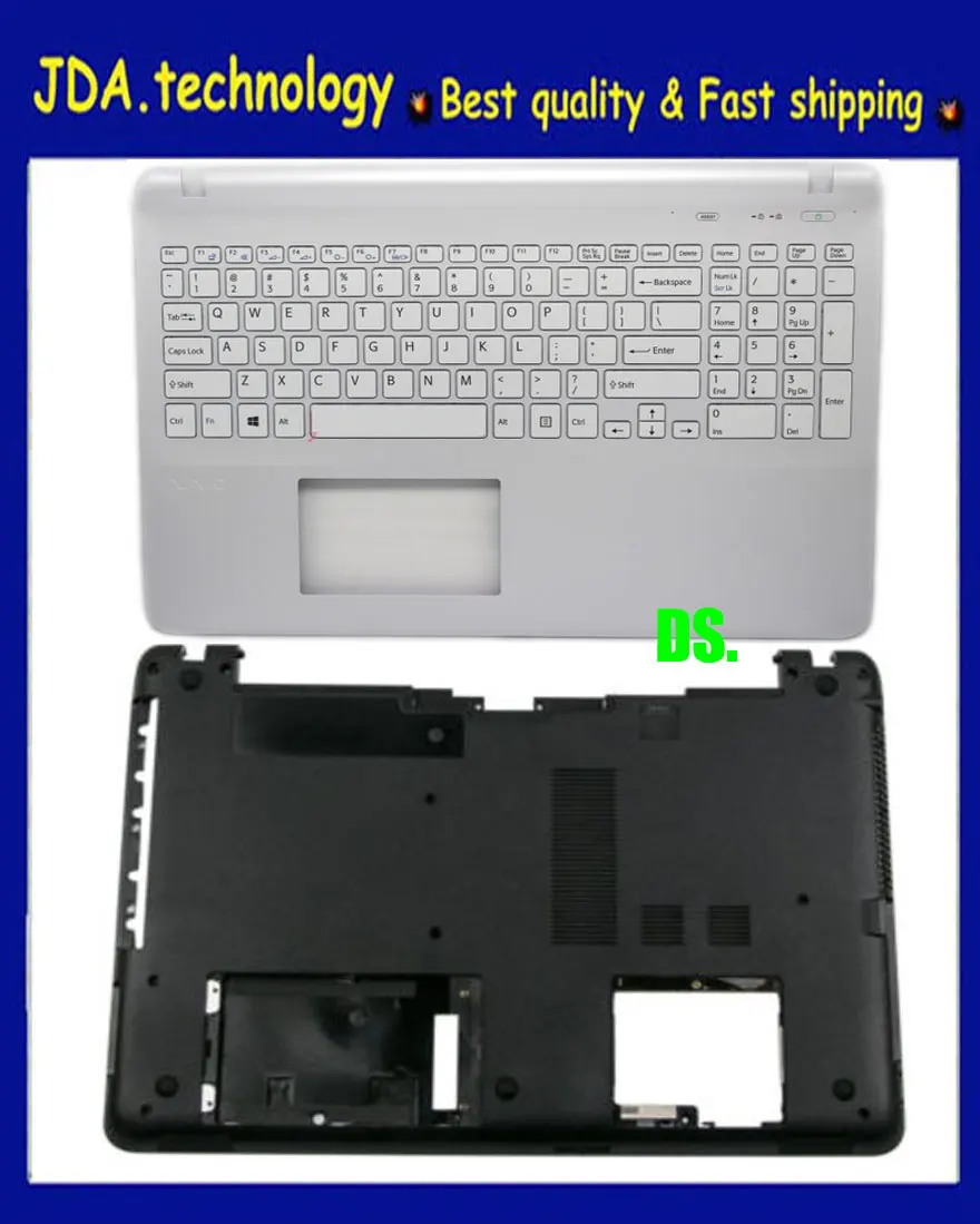 

New/Orig for sony vaio svf15 svf152 svf1521 svf151svf153 svf1541 svf15e Palmrest US keyboard upper cover White Bottom case