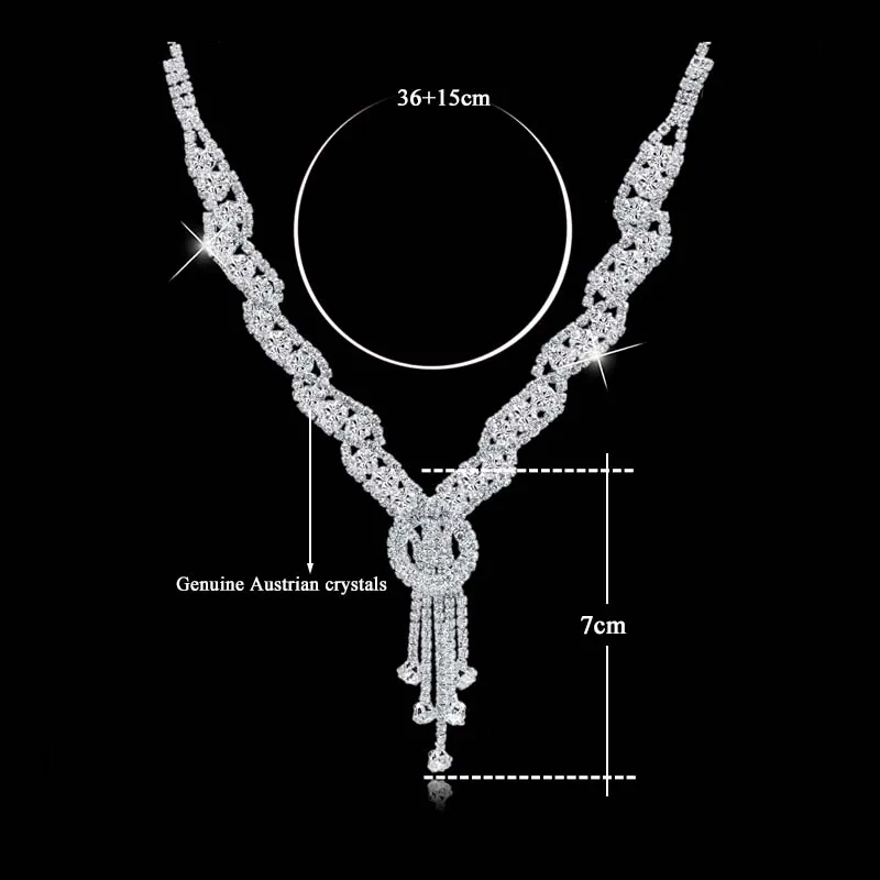 Szelam Femme, стразы, наборы свадебных ювелирных изделий, для невесты, для женщин, с длинной кисточкой, ожерелье, серьги, ювелирный набор, аксессуары, набор, 150067