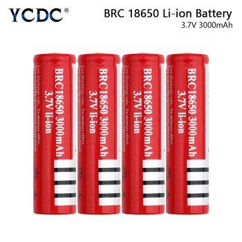 

1/2/4Pcs RED BRC 18650 Pointed Top Rechargeable Batteries 3.7V 3000mAh Lithium Battery For Charging Li-ion Cell Torch