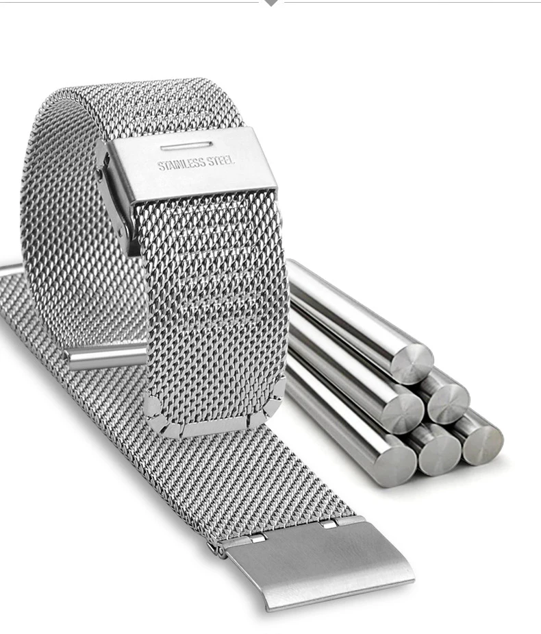 Milanese Stainless Steel Mens Watch Band Web Mesh Watch Strap for Men Women Watches Push Botton Hidden Bracelet 14 16 18 20 22mm Milanese Stainless Steel Mens Watch Band Web Mesh Watch Strap for Men Women Watches Push Botton Hidden Bracelet 14 16 18 20 22mm