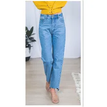 Спандекс световая кнопка летать в середине Кнопка свободного покроя в клетку Новое поступление, горячая Распродажа Для женщин джинсы внизу штанины, джинсовые штаны