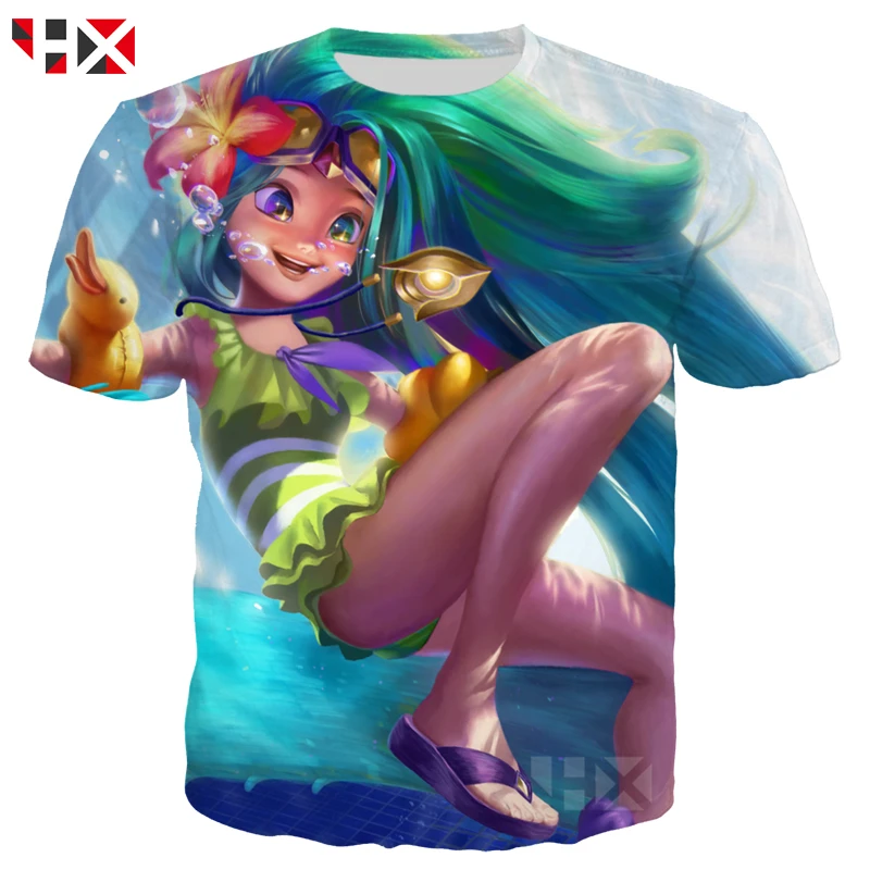 

HX Popular Game League Of Legends T Shirt Men/Women 3D Printed T Shirts Short Sleeve Harajuku Style Hero skin T Shirt Tops HX350