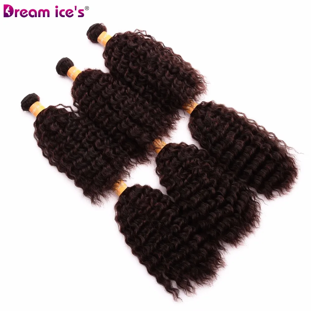 Dream ice's синтетические вьющиеся волосы пучок ткет шесть штук/лот один пакет для одной головы для афро женщин наращивание волос