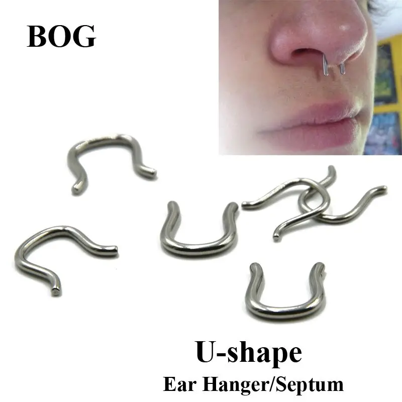 BOG 1 Piece Surgical Steel Curved U Shape Septum Retainer Nose Piercing ...