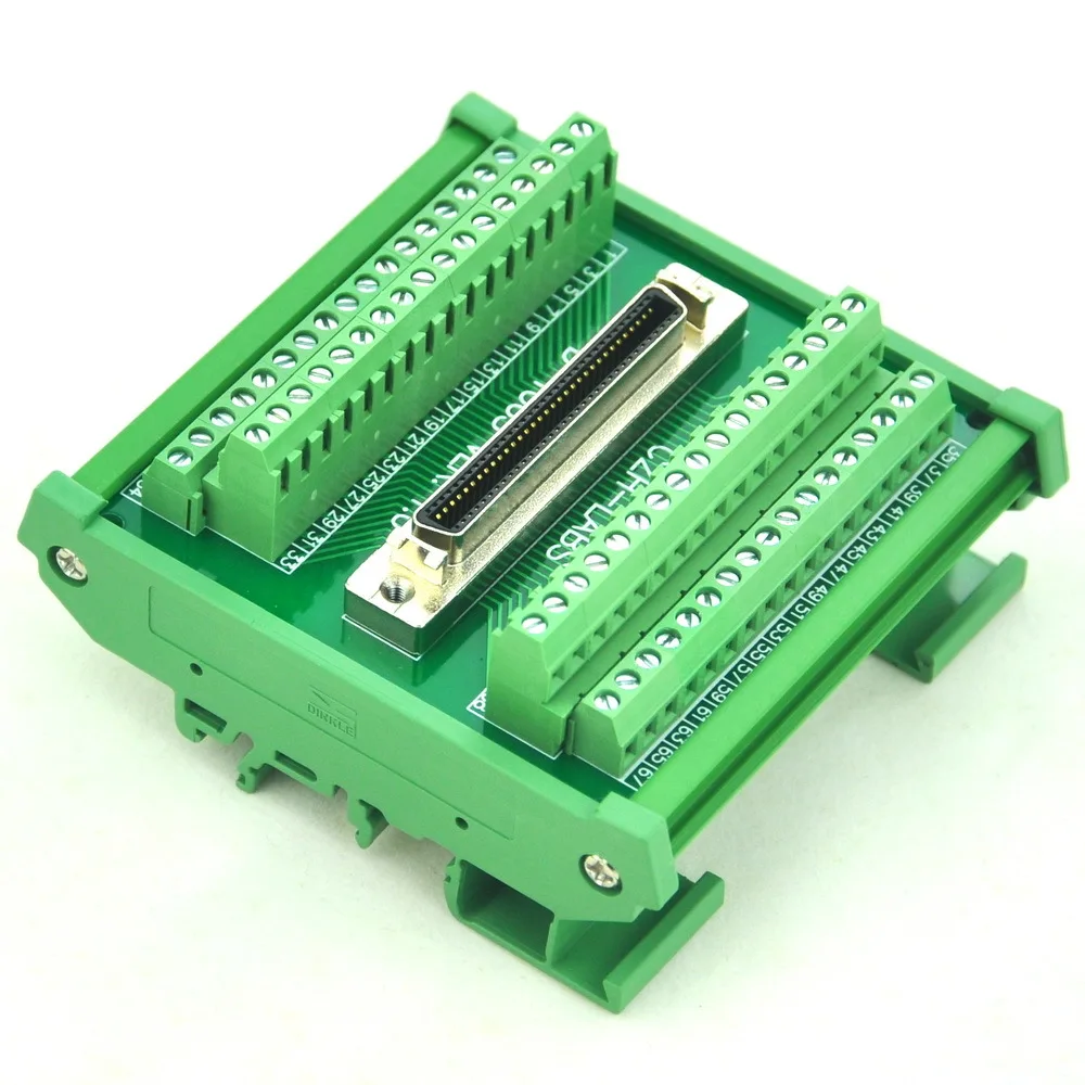 

DIN Rail Mount 68-pin 0.05" Mini D Ribbon/MDR Female Interface Module, SCSI.