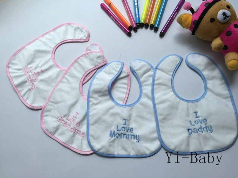 

12PCS/Set YB15020 Lunch bibs Baby waterproof bibs Burp Cloths kindly bibs for kids Bibs for love papa mama Free shipping